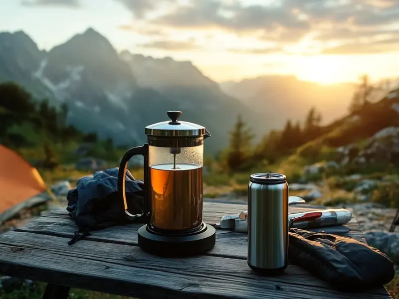 Cafetera de embolo para camping