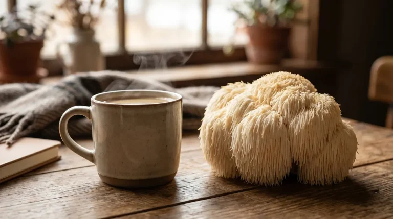 Café con hongo melena de león, seta medicinal usada en café funcional