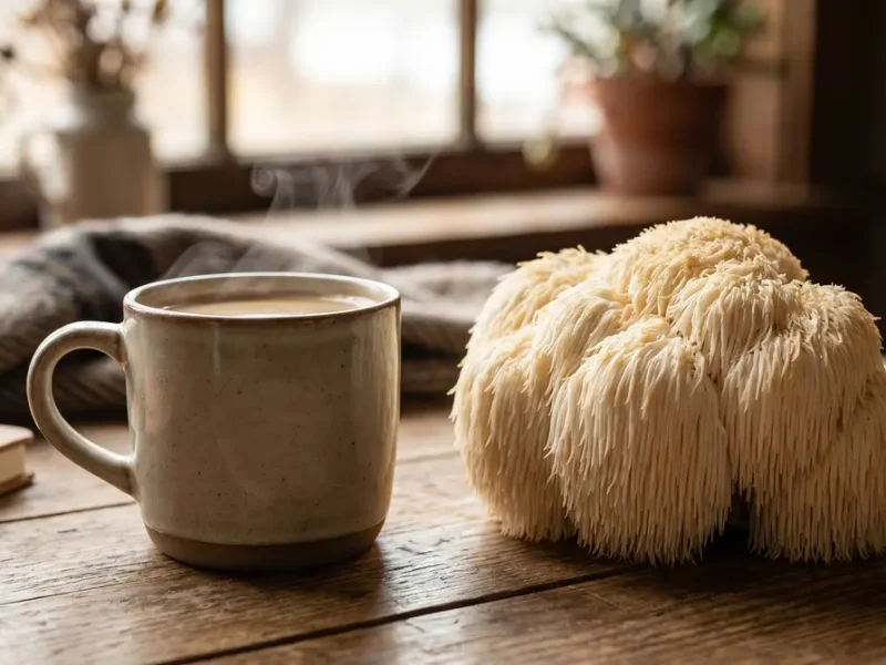 Café con hongo melena de león, seta medicinal usada en café funcional