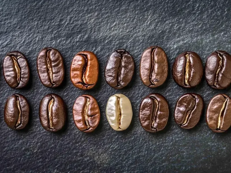 Tres tipos de café en grano: natural, torrefacto y mezcla