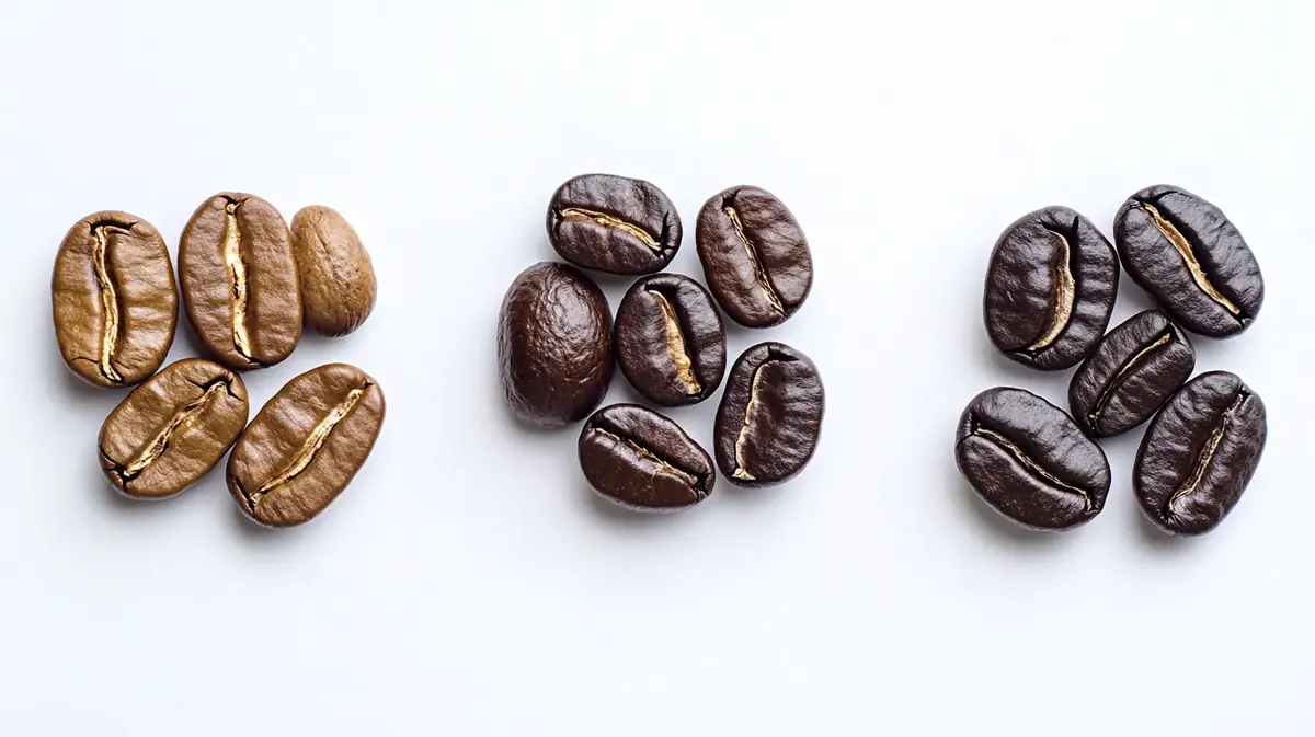 Tres tipos de café en grano: natural, torrefacto y mezcla